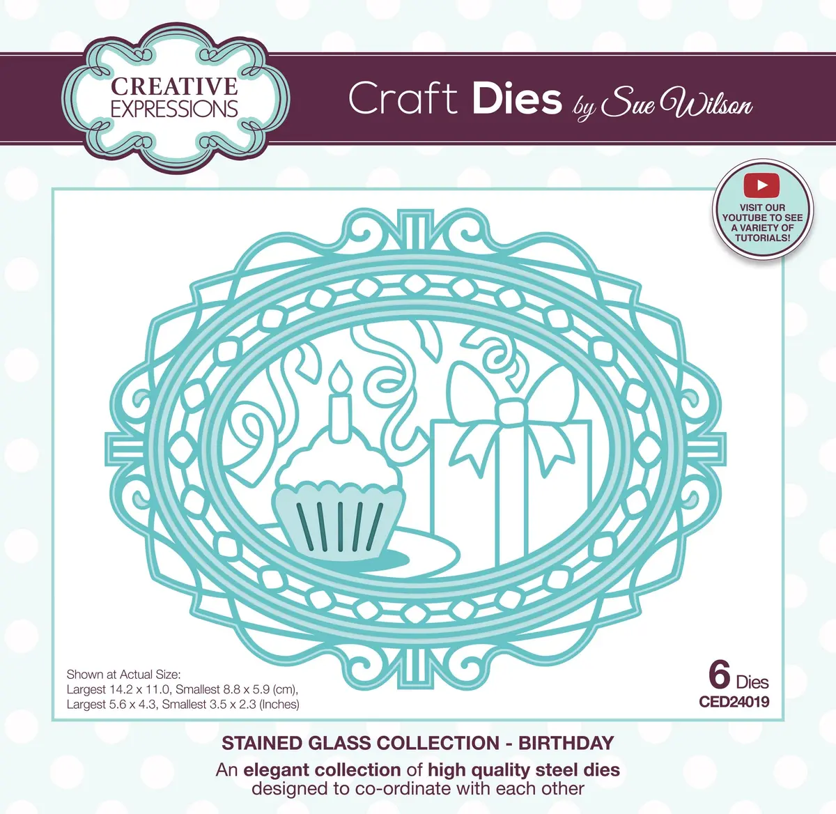Creative Expressions Sue Wilson Stained Glass Birthday Craft Die 1