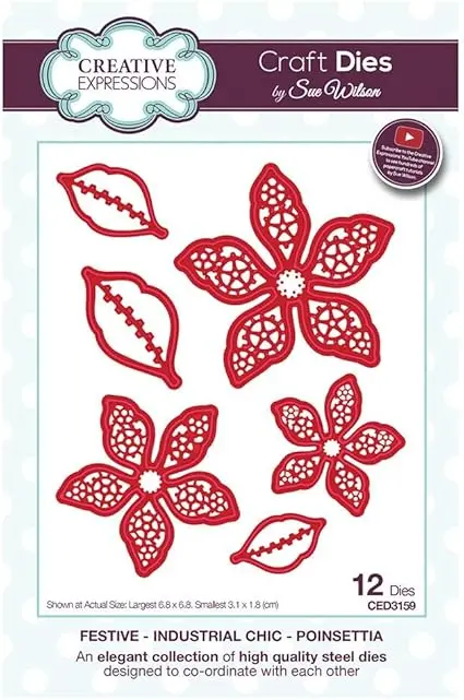 Creative Expressions Sue Wilson Festive Industrial Chic Poinsettia Craft Die 1