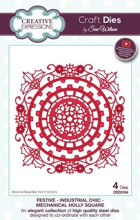 Festive Industrial Chic Collection Mechanical Holly Square 1