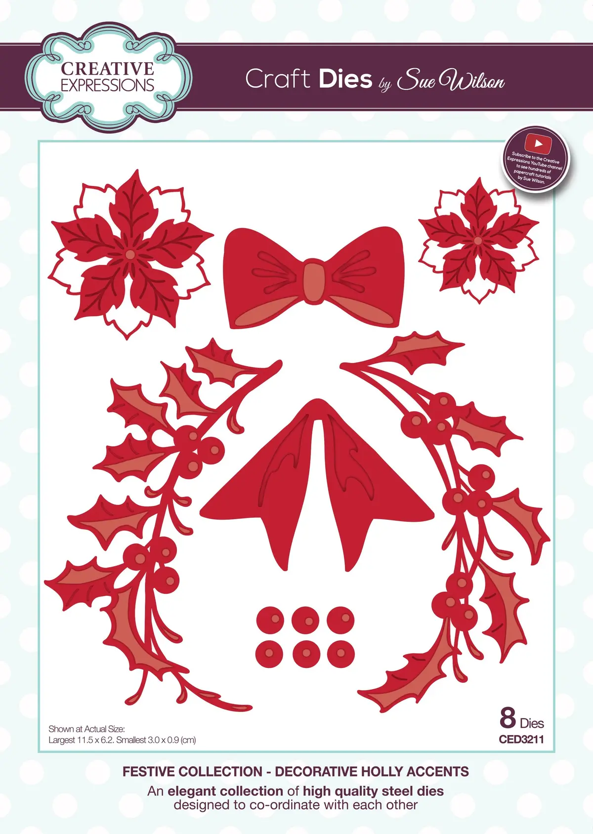 Dies By Sue Wilson Festive Flower, Sprig And Bow 1