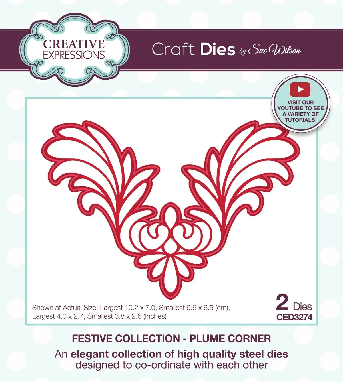 Creative Expressions Sue Wilson Plume Corner Craft Die 1