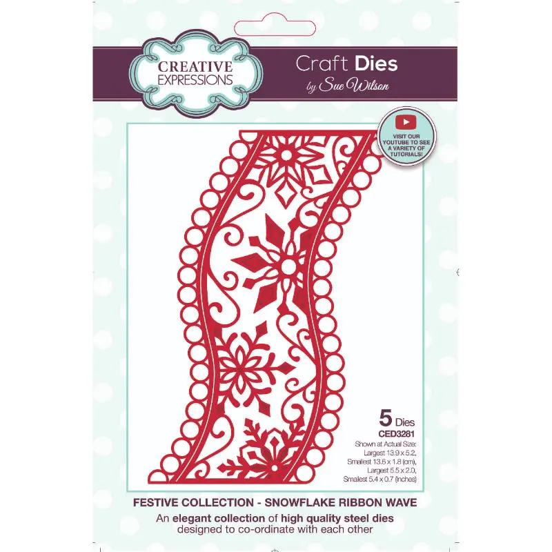 Creative Expressions Sue Wilson Festive Snowflake Ribbon Wave Craft Die 1