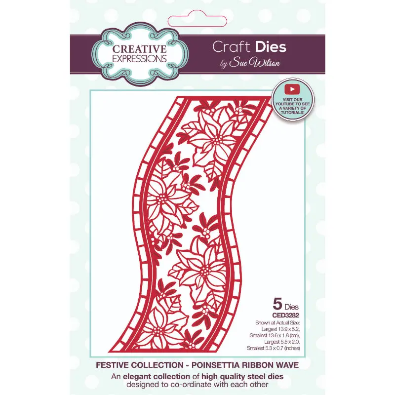 Creative Expressions Sue Wilson Festive Poinsettia Ribbon Wave Craft Die 1