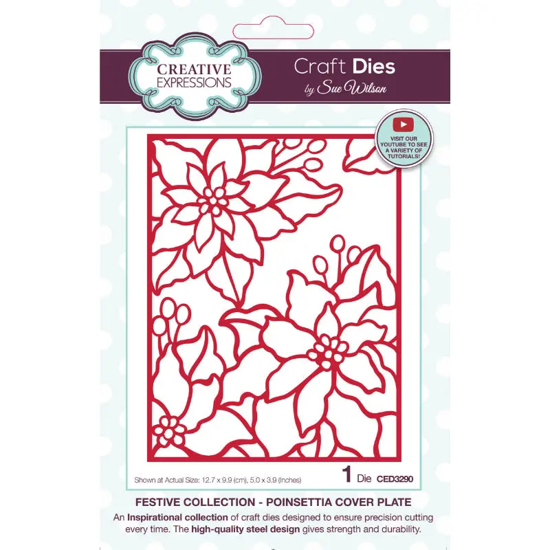 Creative Expressions Sue Wilson Festive Poinsettia Cover Plate Craft Die 1
