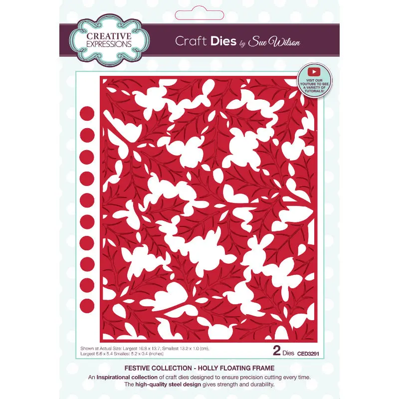 Creative Expressions Sue Wilson Festive Holly Floating Frame Craft Die 1