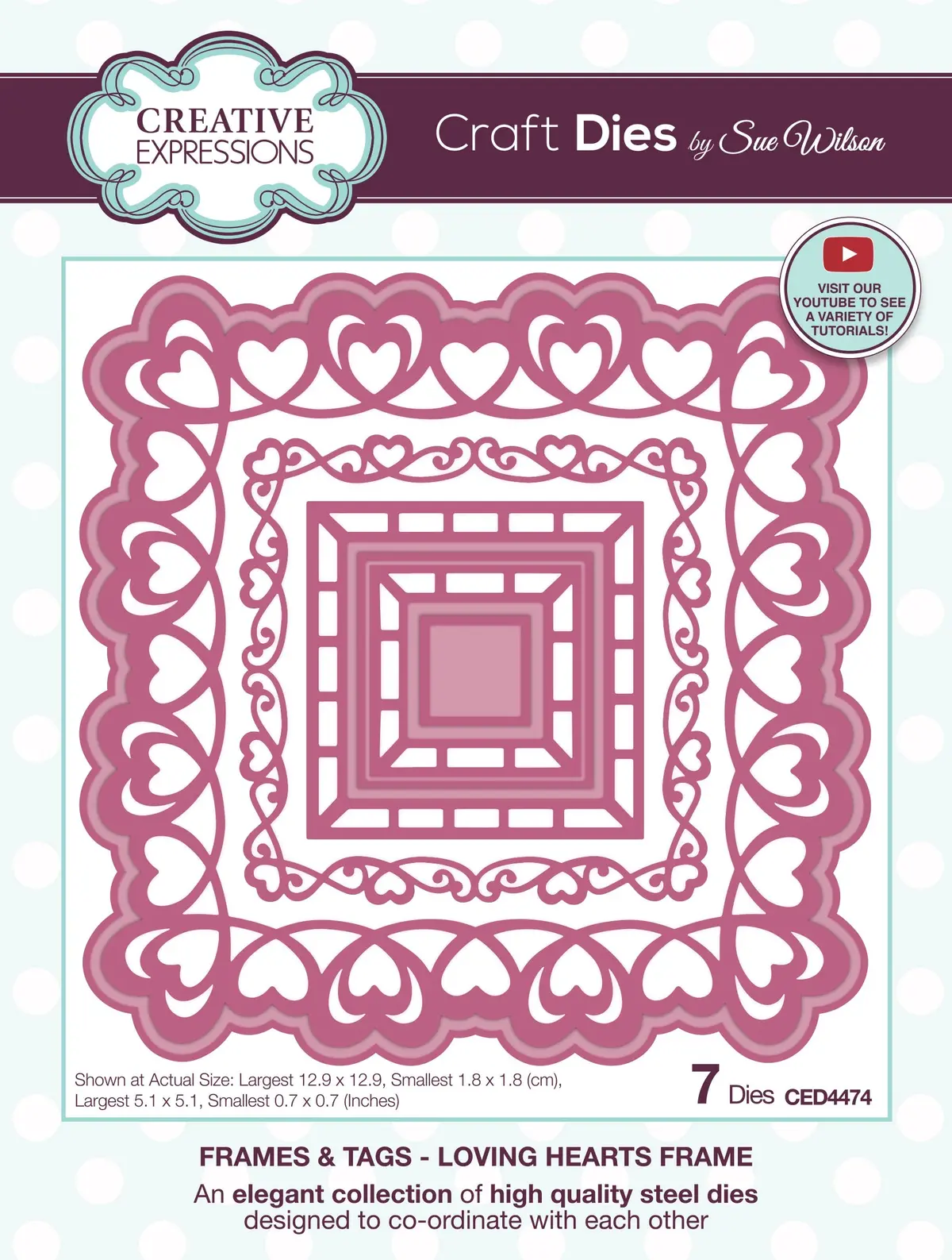 Creative Expressions Sue Wilson Frames & Tags Loving Hearts Frame Craft Die 1