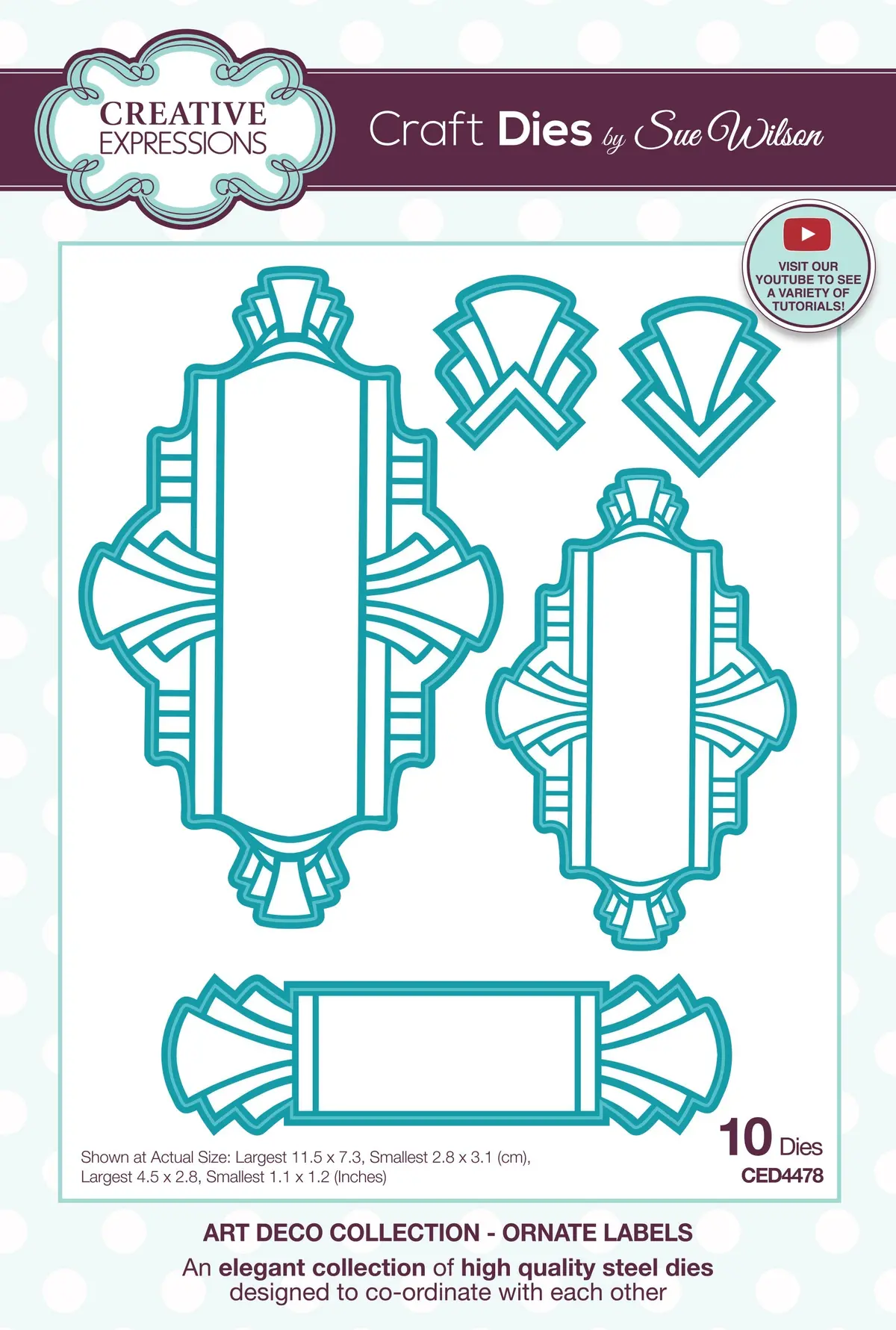 Creative Expressions Sue Wilson Art Deco Collection Ornate Labels Craft Die 1