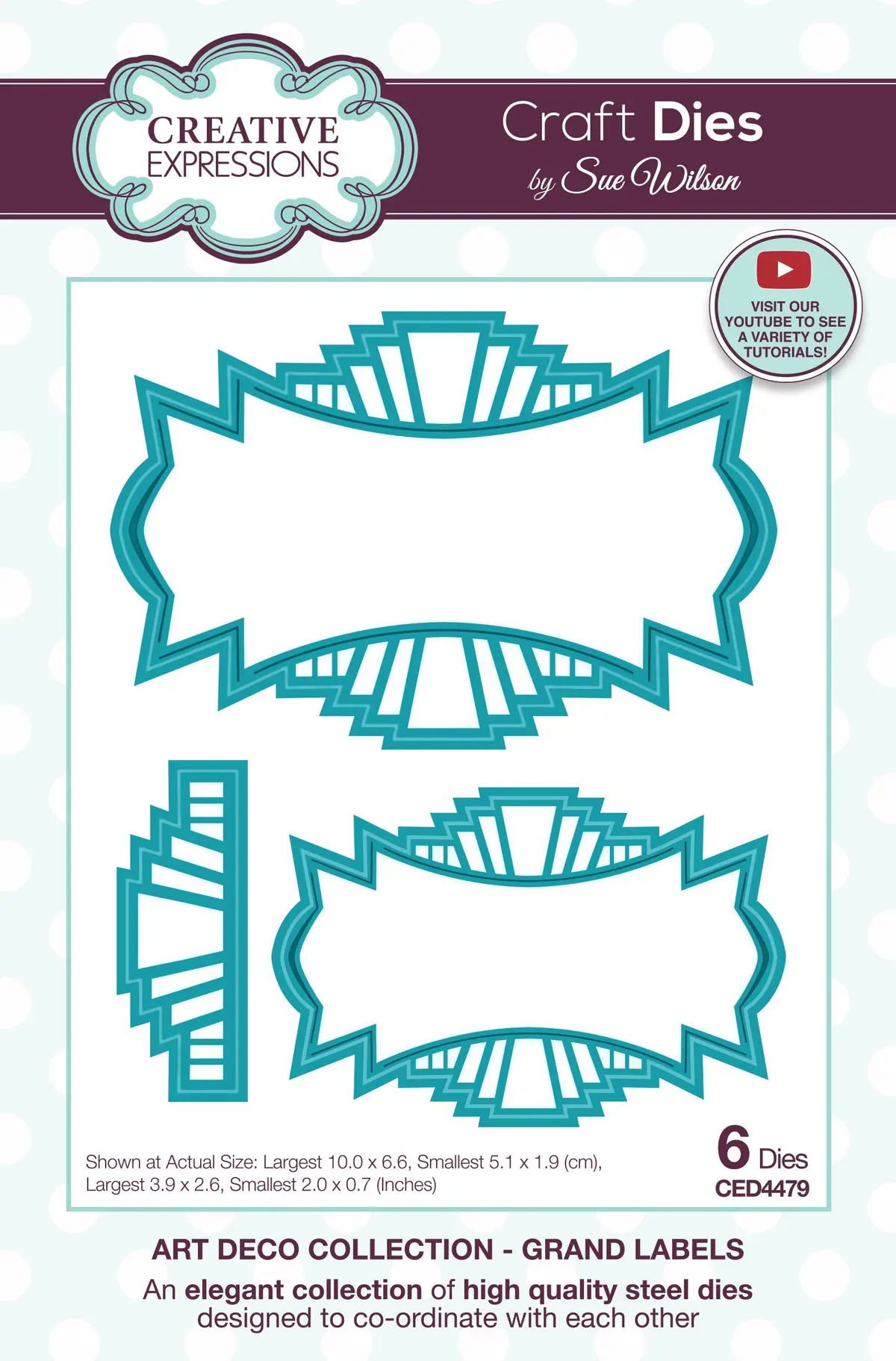 Creative Expressions Sue Wilson Art Deco Collection Grand Labels Craft Die 1