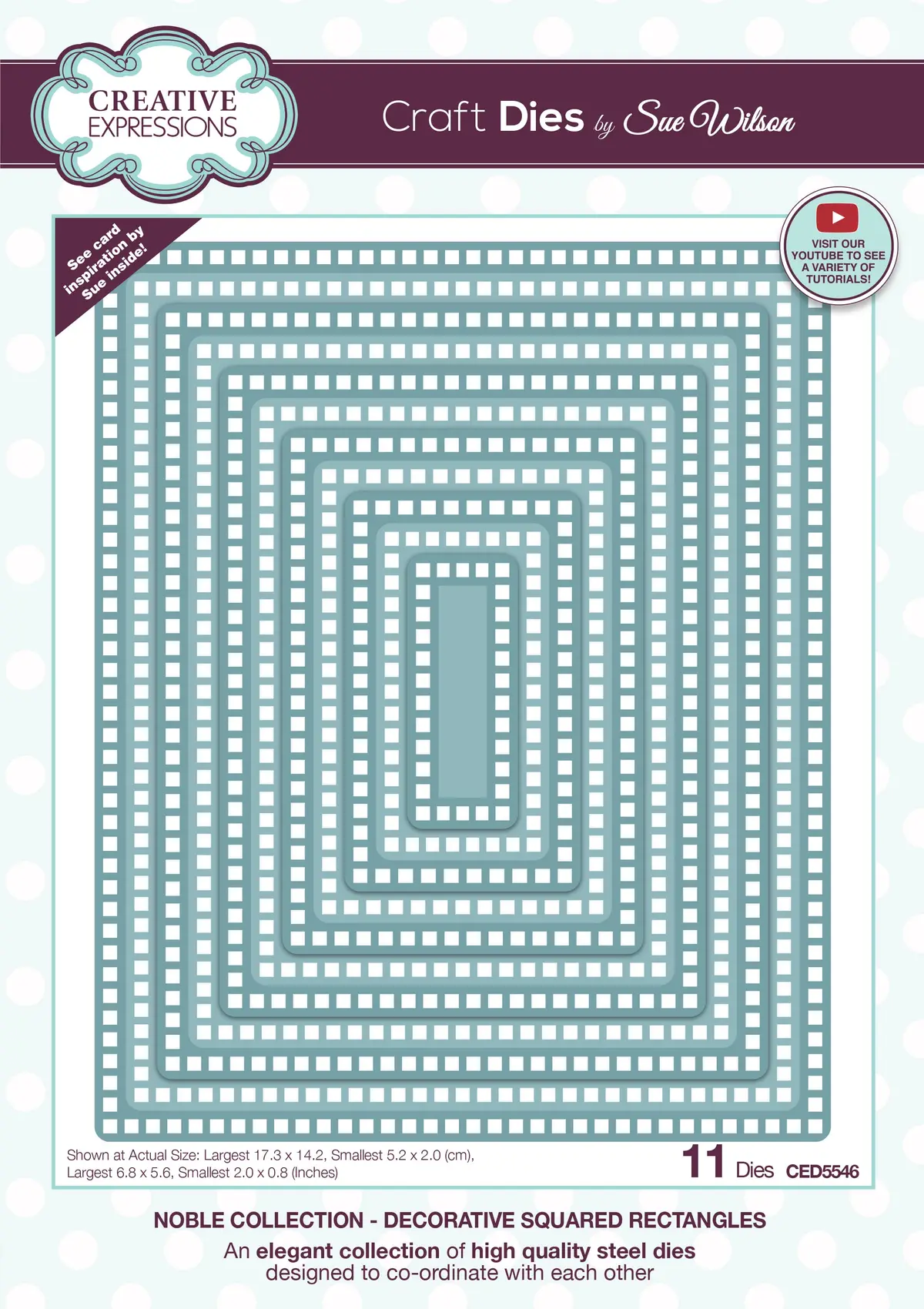 Creative Expressions Sue Wilson Decorative Squared Rectangles Craft Die 1