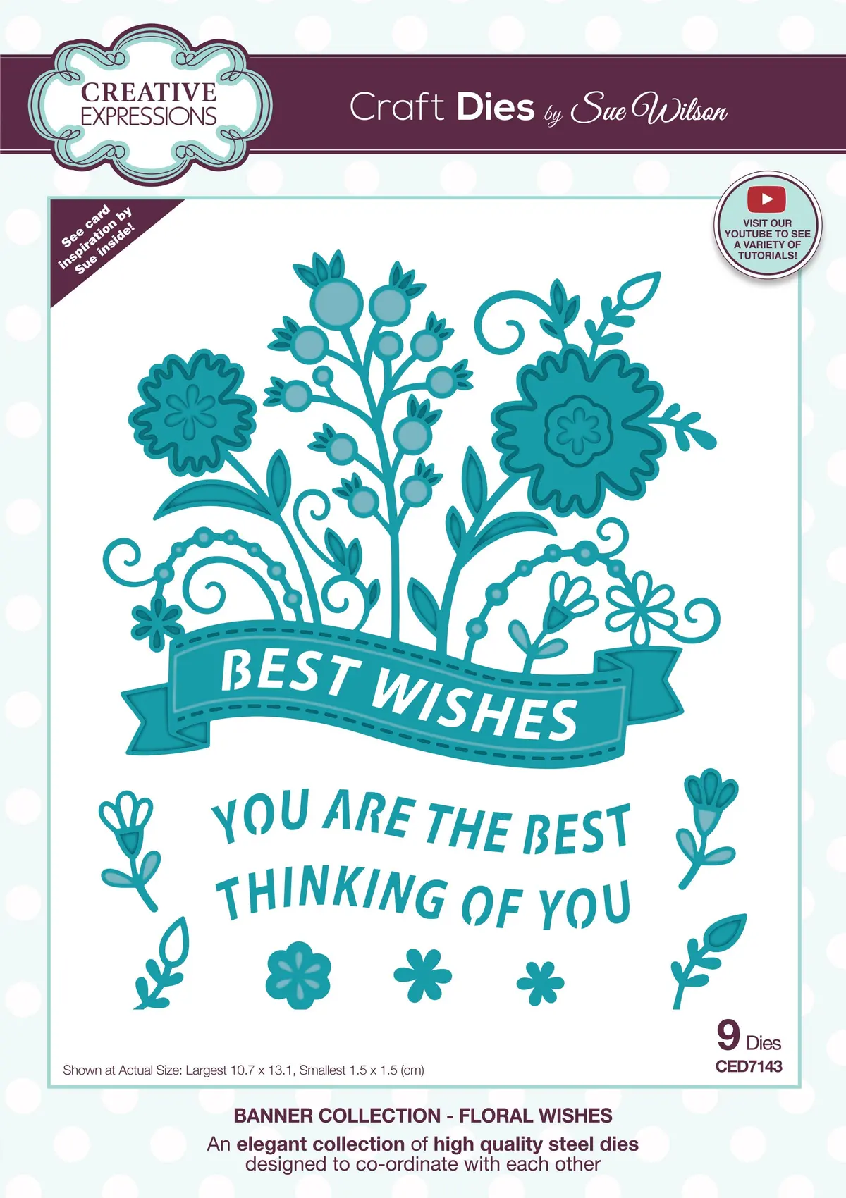 Creative Expressions Sue Wilson Floral Wishes Banner Craft Die 1