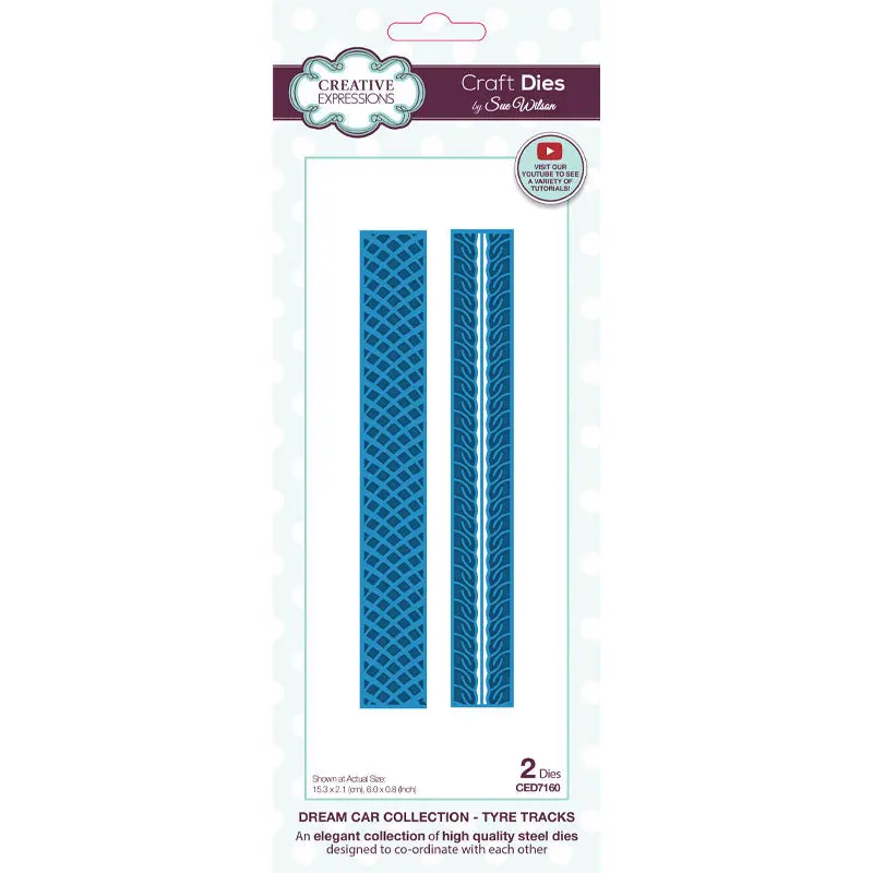 Creative Expressions Sue Wilson Dream Car Collection Tyre Tracks Craft Die 1