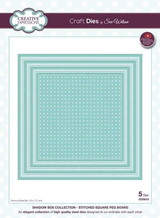 Shadow Box Collection Stitched Square Peg Board Die 1