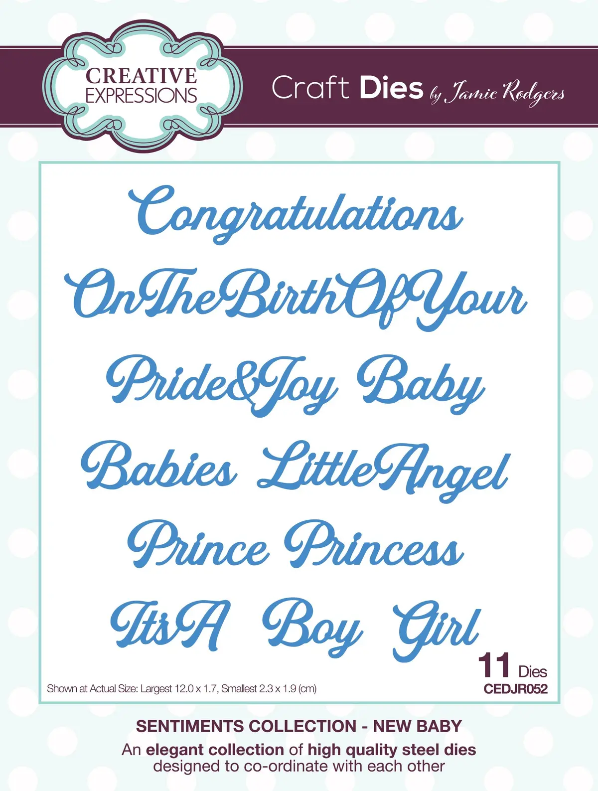 Creative Expressions Jamie Rodgers Sentiments Collection New Baby Craft Die 1
