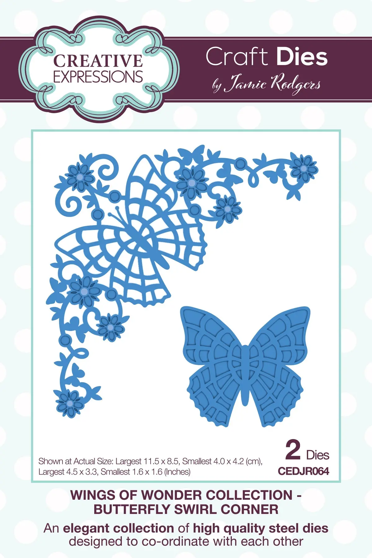 Creative Expressions Jamie Rodgers Butterfly Swirl Corner Craft Die 1
