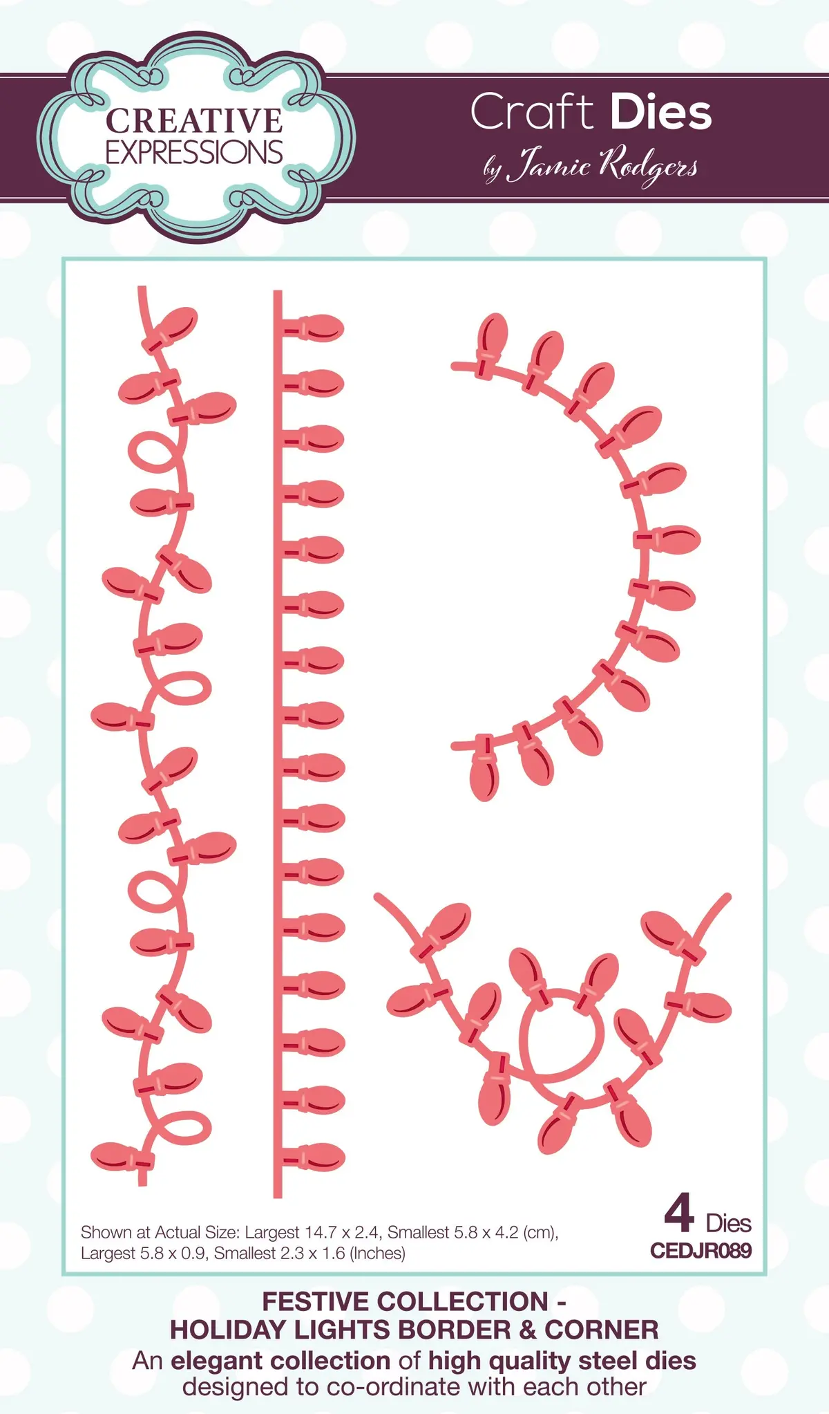 Creative Expressions Jamie Rodgers Holiday Lights Border & Corner Craft Die 1