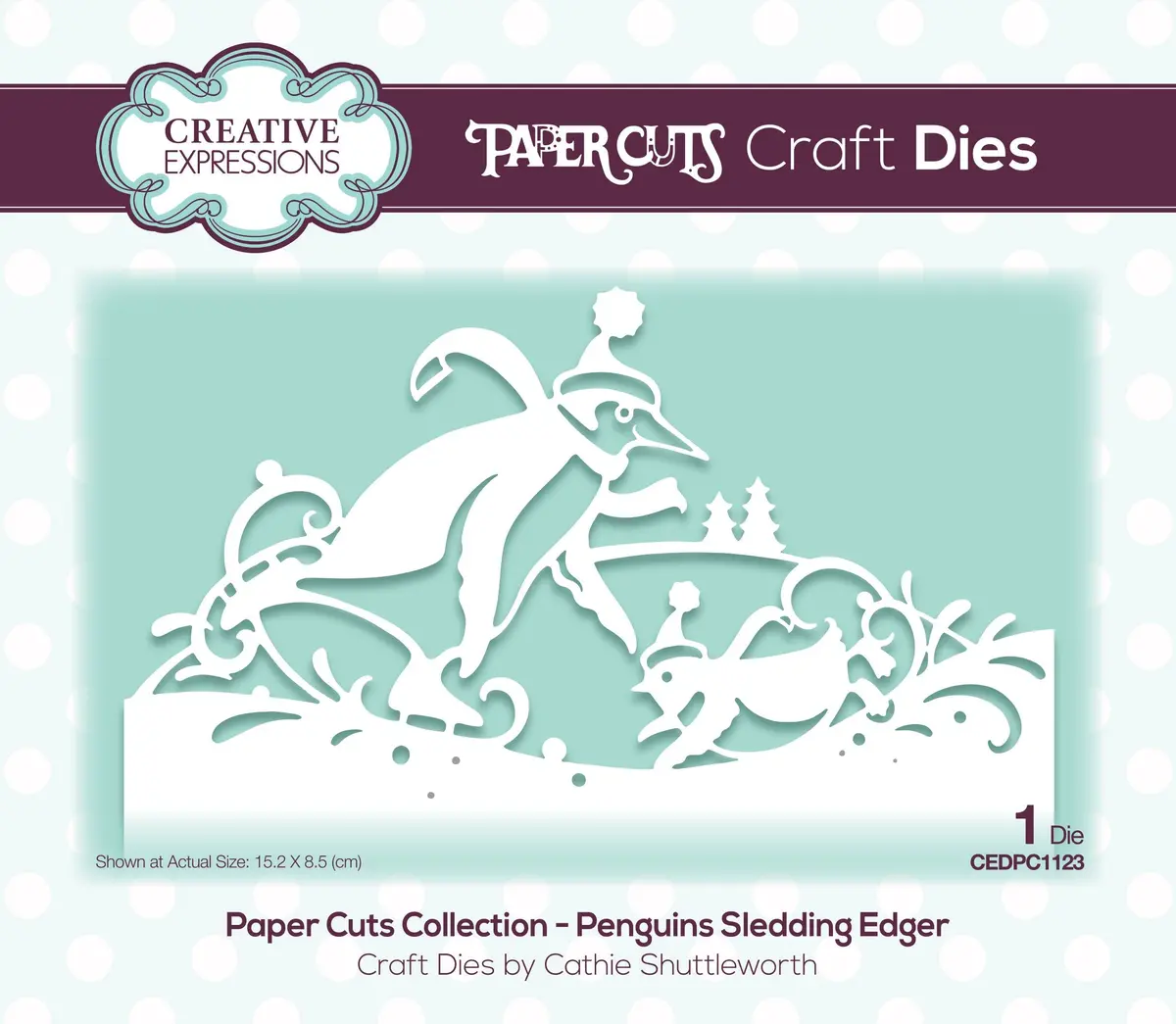 Creative Expressions Paper Cuts Edger Penguins Sledding Craft Die 1