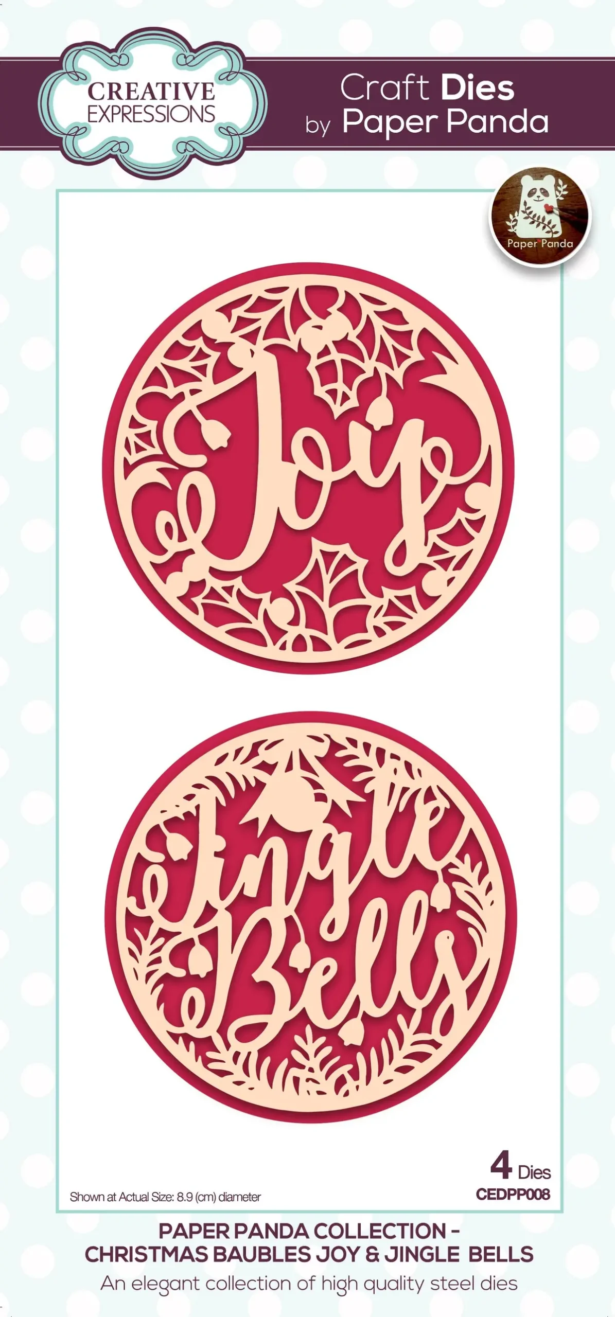 Paper Panda Christmas Baubles Joy & Jingles Bells Craft Die 1