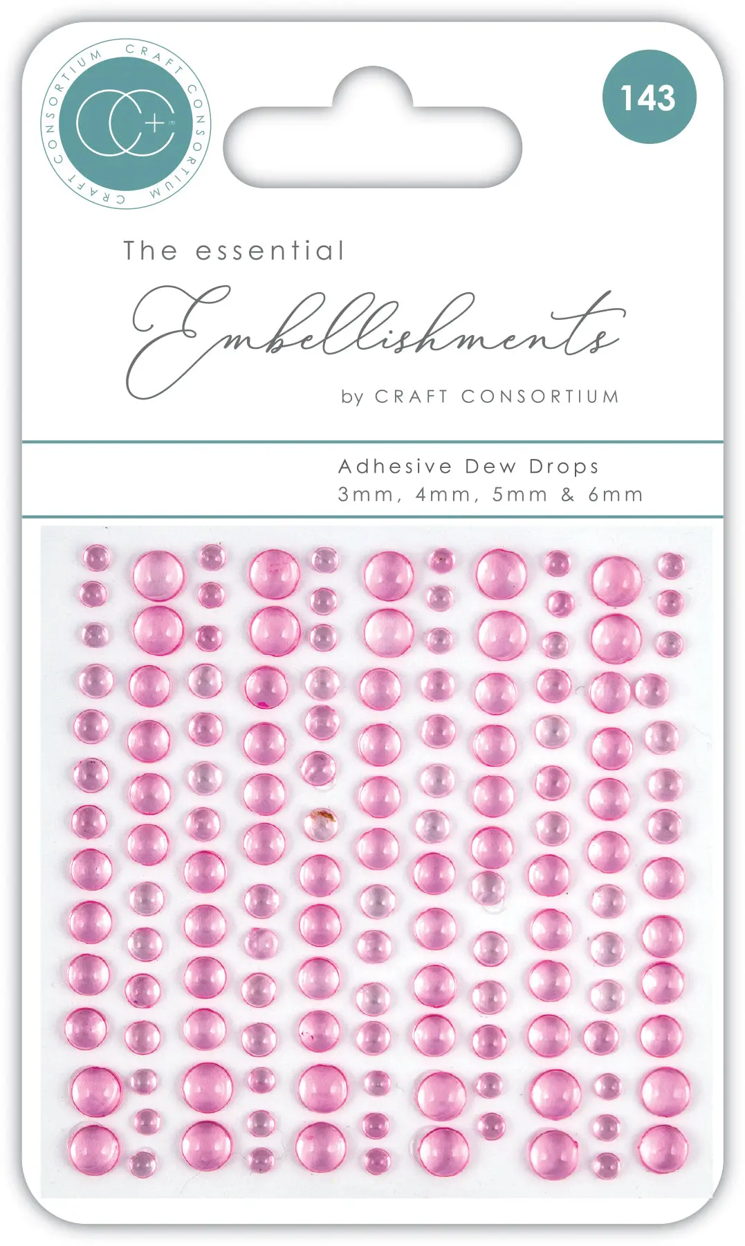 Craft Consortium Adhesive Dew Drops - Pink 1