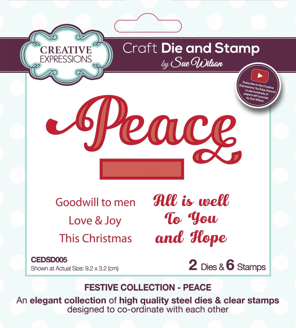 Dies By Sue Wilson Festive Peace Die & Stamp Set 1
