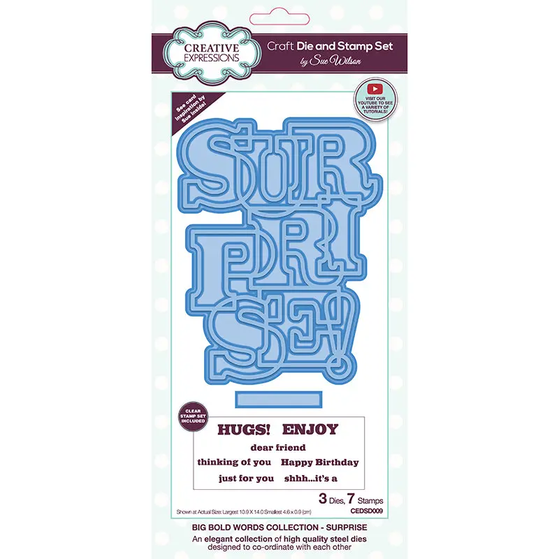 Sue Wilson Big Bold Words Surprise Craft Die & Stamp Set 1