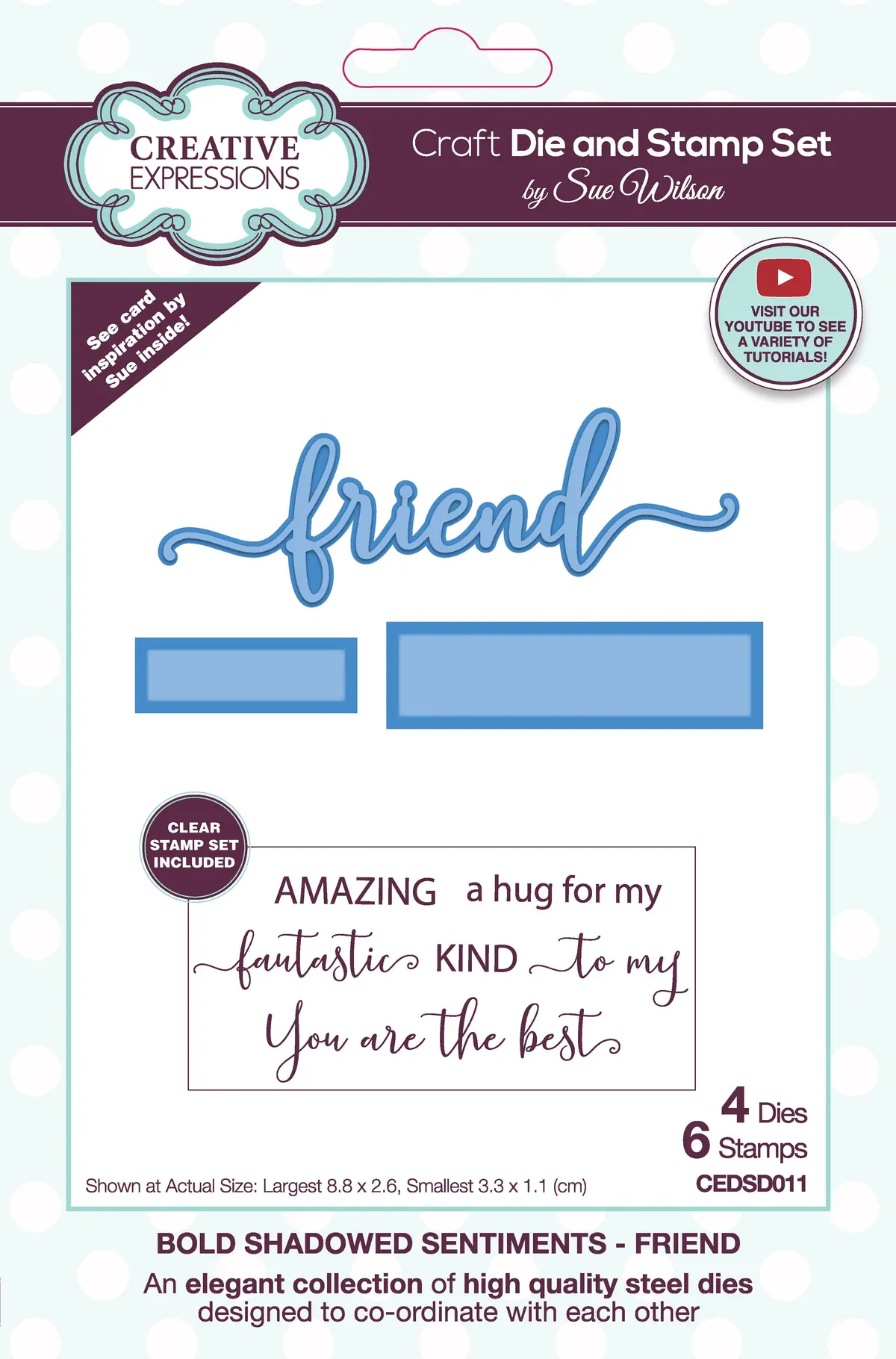 Creative Expressions Sue Wilson Bold Shadowed Sentiments Friend Craft Die And Stamp Set 1