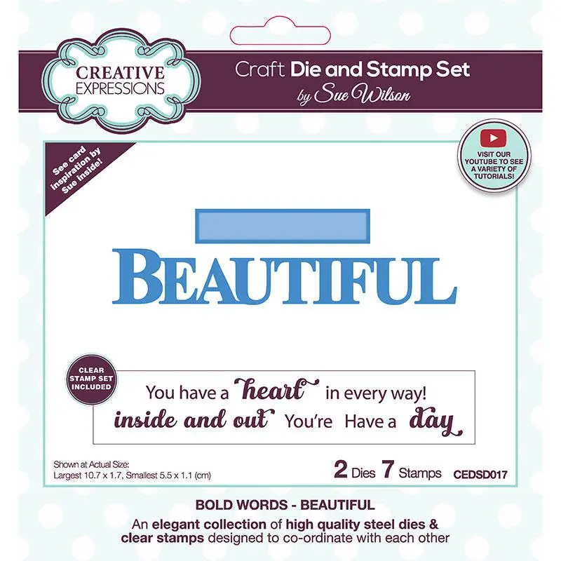 Creative Expressions Sue Wilson Beautiful Craft Die & Stamp Set 1