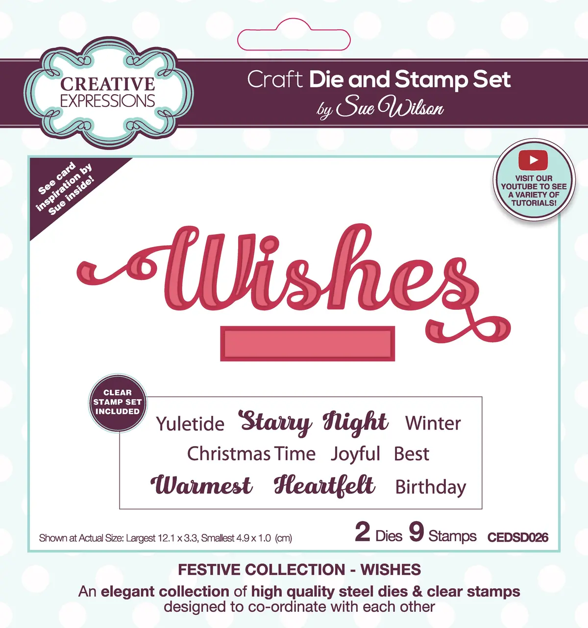 Creative Expressions Sue Wilson Wishes Craft Die & Stamp Set 1