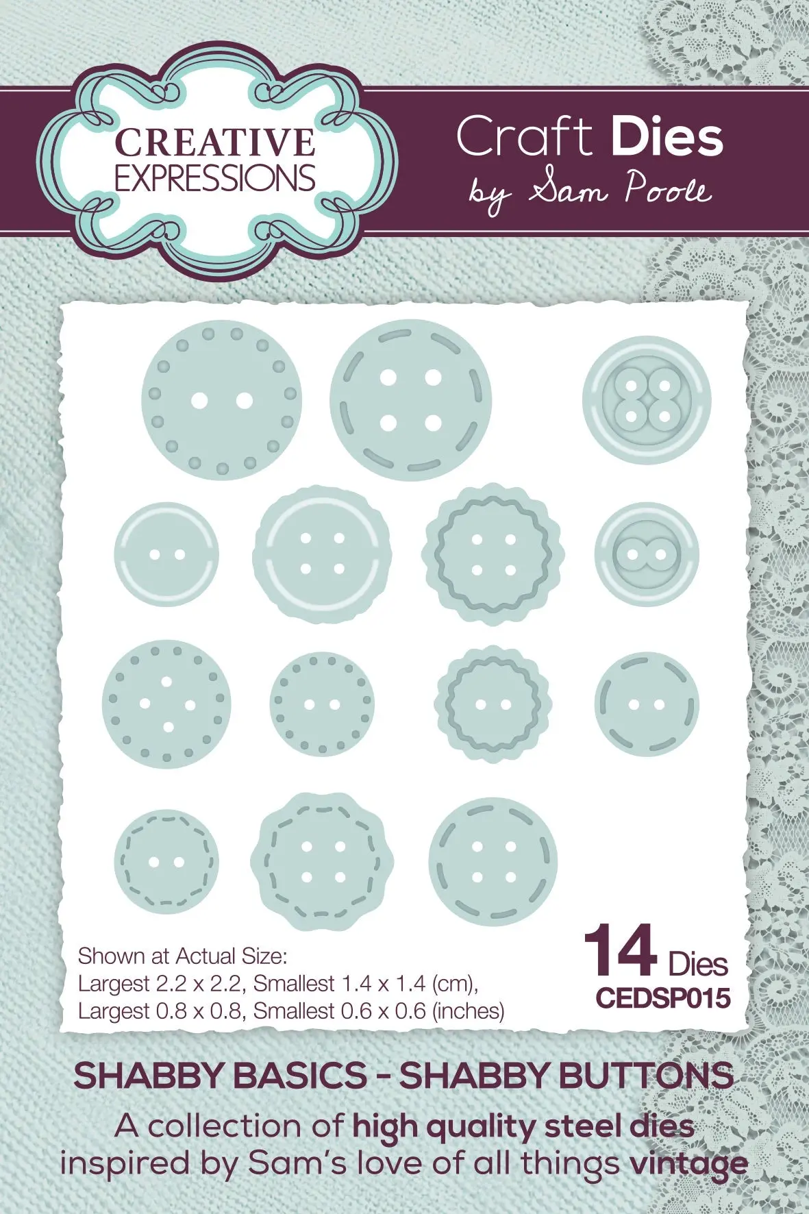 Creative Expressions Sam Poole Shabby Basics Shabby Buttons Craft Die 1