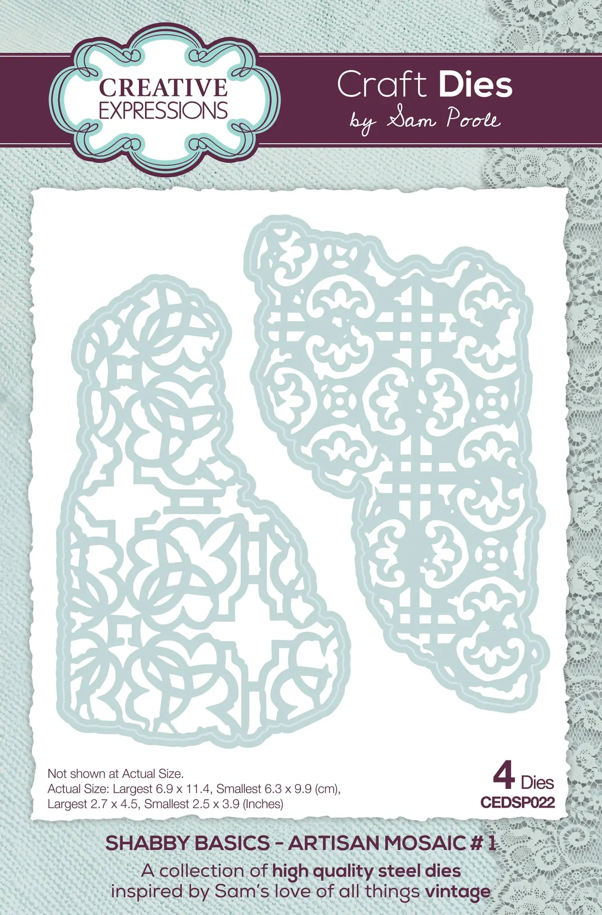 Creative Expressions Sam Poole Shabby Basics Artisan Mosaic #1 Craft Die 1