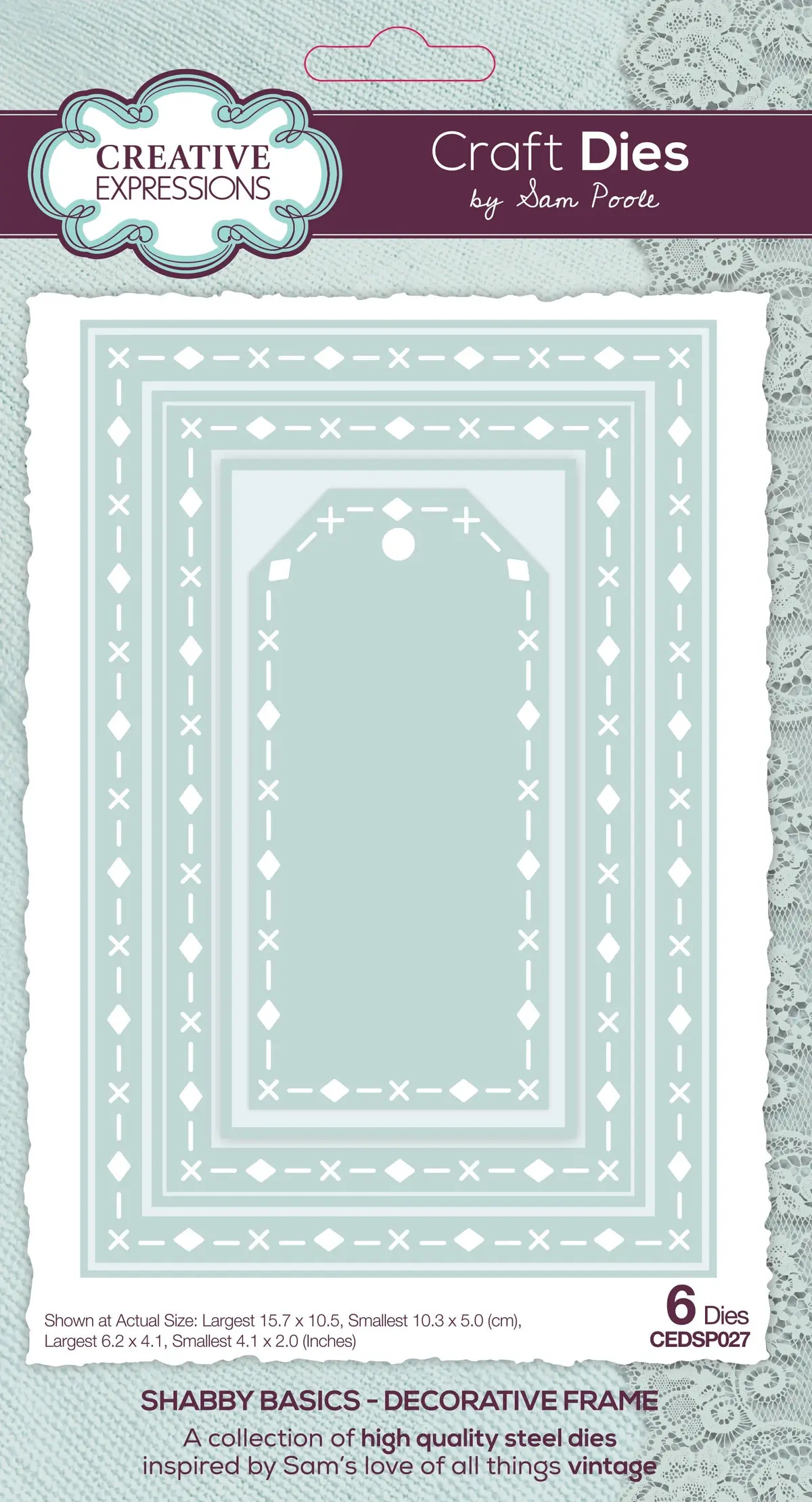 Creative Expressions Sam Poole Shabby Basics Decorative Frame Craft Die 1