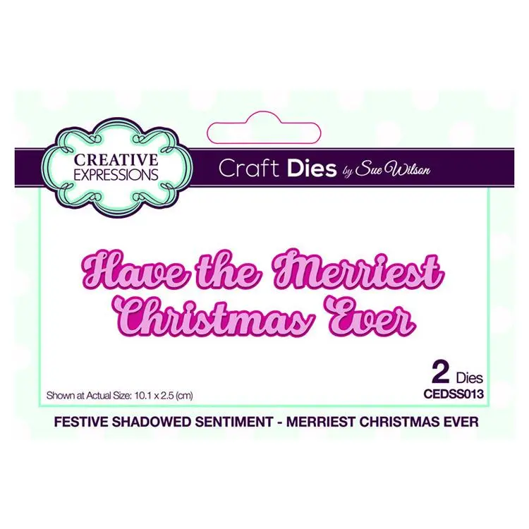 Festive Shadowed Sentiment Merriest Christmas Ever Craft Die 1