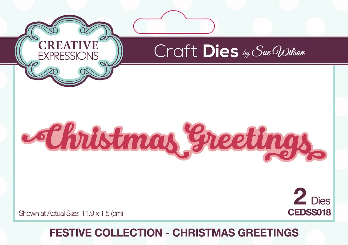 Creative Expressions Sue Wilson Festive Shadowed Sentiments Christmas Greetings Craft Die 1