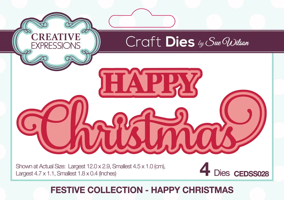 Creative Expressions Sue Wilson Festive Happy Christmas Craft Die 1