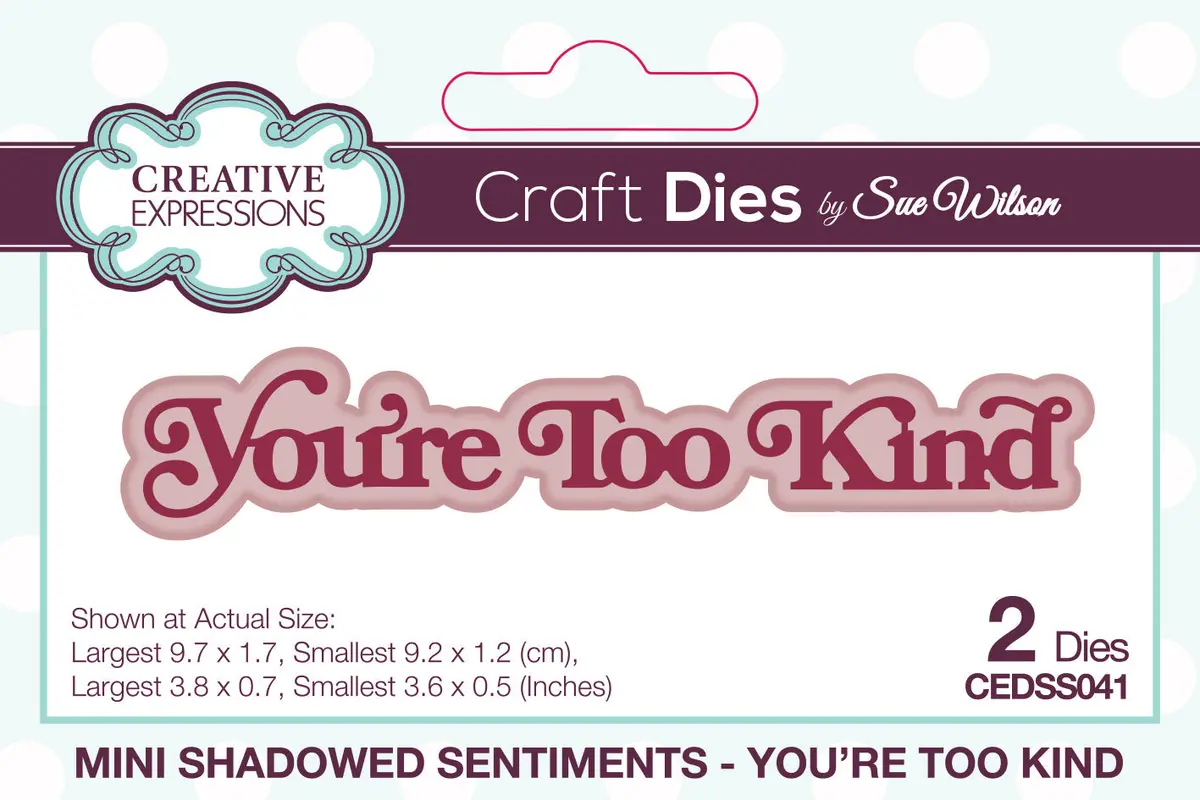 Creative Expressions Sue Wilson Mini Shadowed Sentiments You're Too Kind Craft Die 1