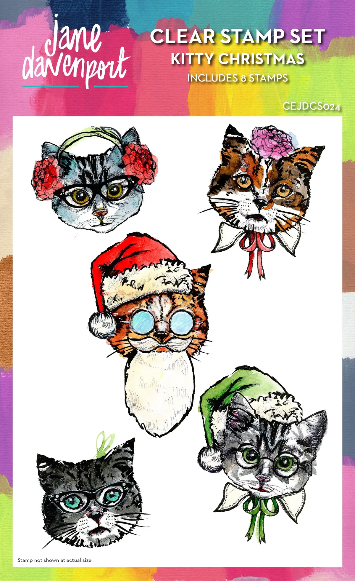 Creative Expressions Jane Davenport Kitty Christmas 6 In X 8 In Clear Stamp Set 1