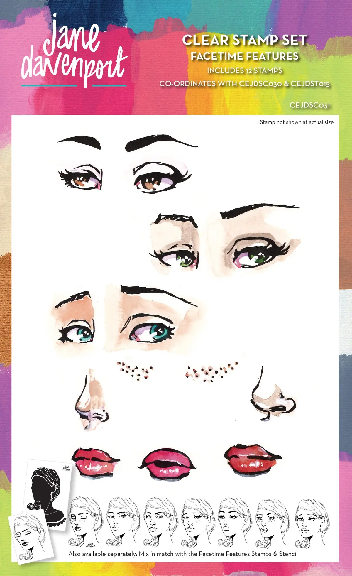 Creative Expressions Jane Davenport Facetime Features 6 In X 8 In Clear Stamp Set 1