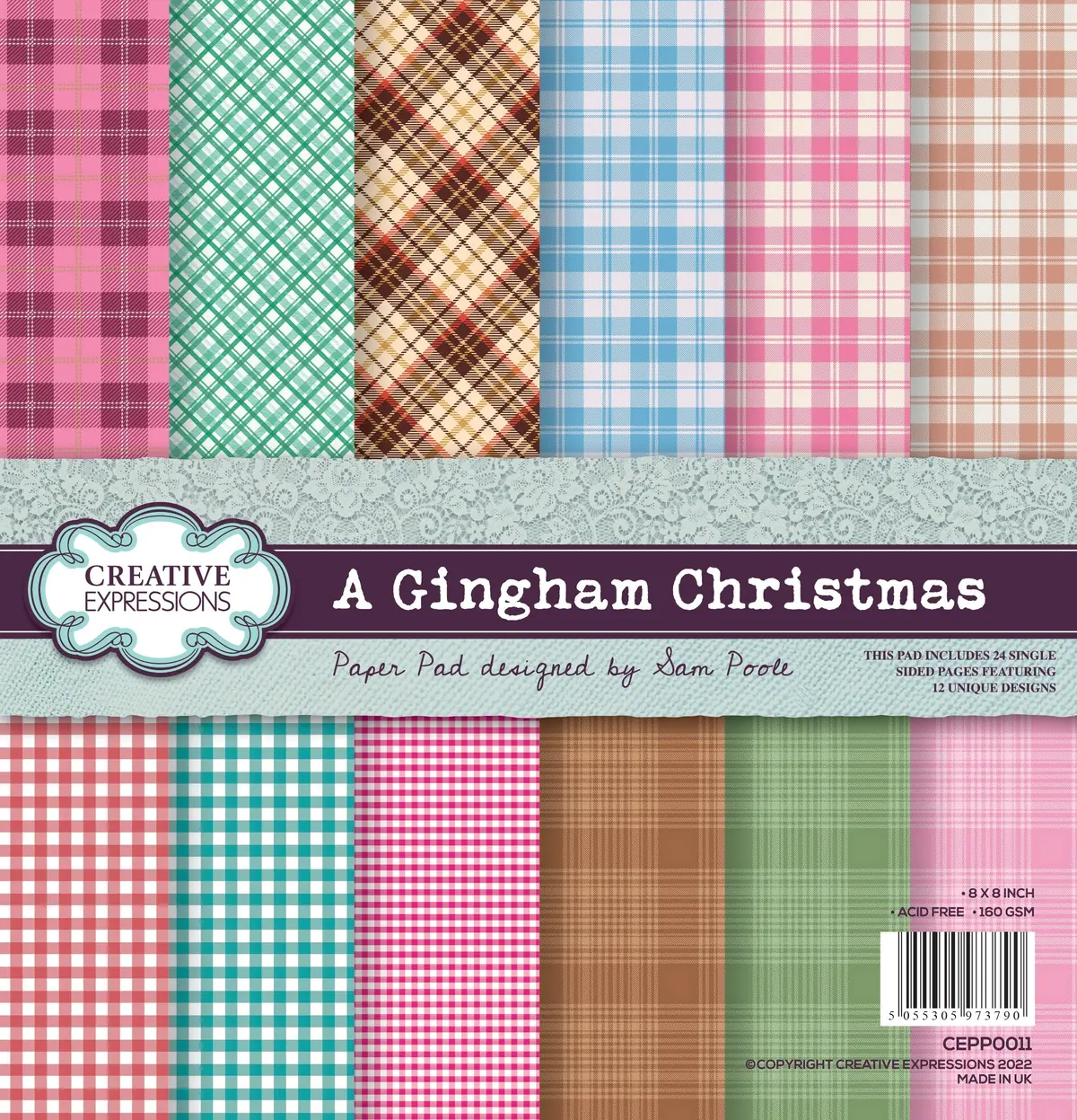 Creative Expressions Sam Poole A Gingham Christmas 8 In X 8 In Paper Pad 1
