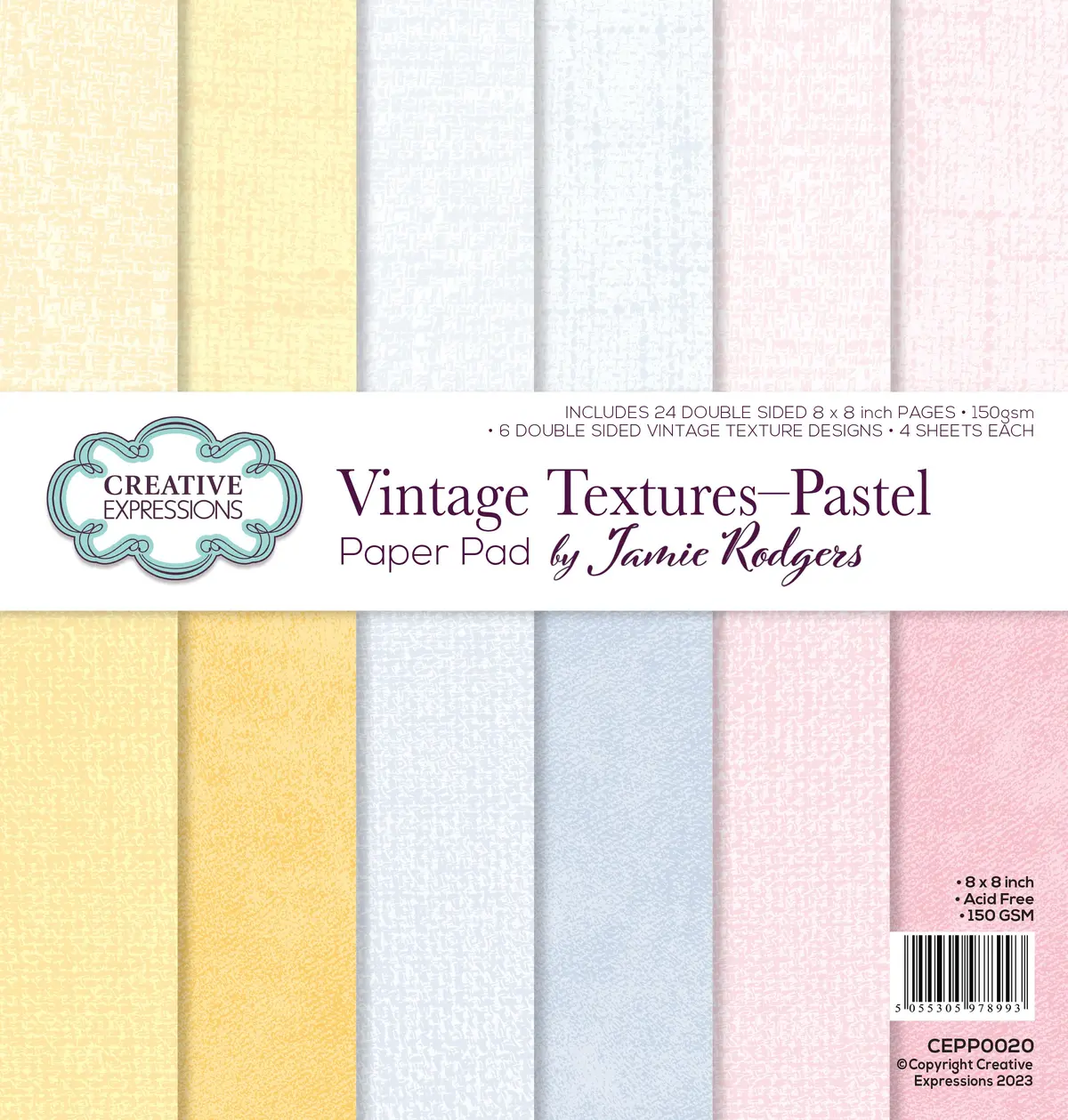 Creative Expressions Jamie Rodgers Vintage Textures - Pastel 8 In X 8 In Paper Pad 1