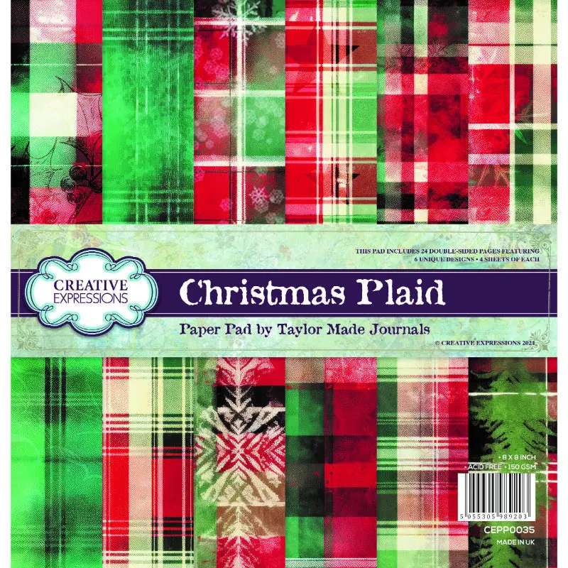 Creative Expressions Taylor Made Journals Christmas Plaid 8 In X 8 In Paper Pad 1