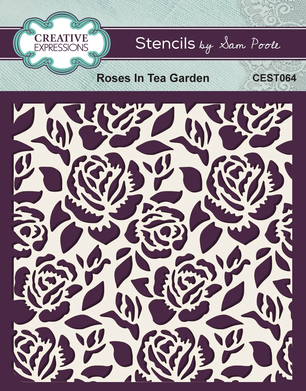 Creative Expressions Sam Poole Roses In Tea Garden 6 In X 6 In Stencil 1
