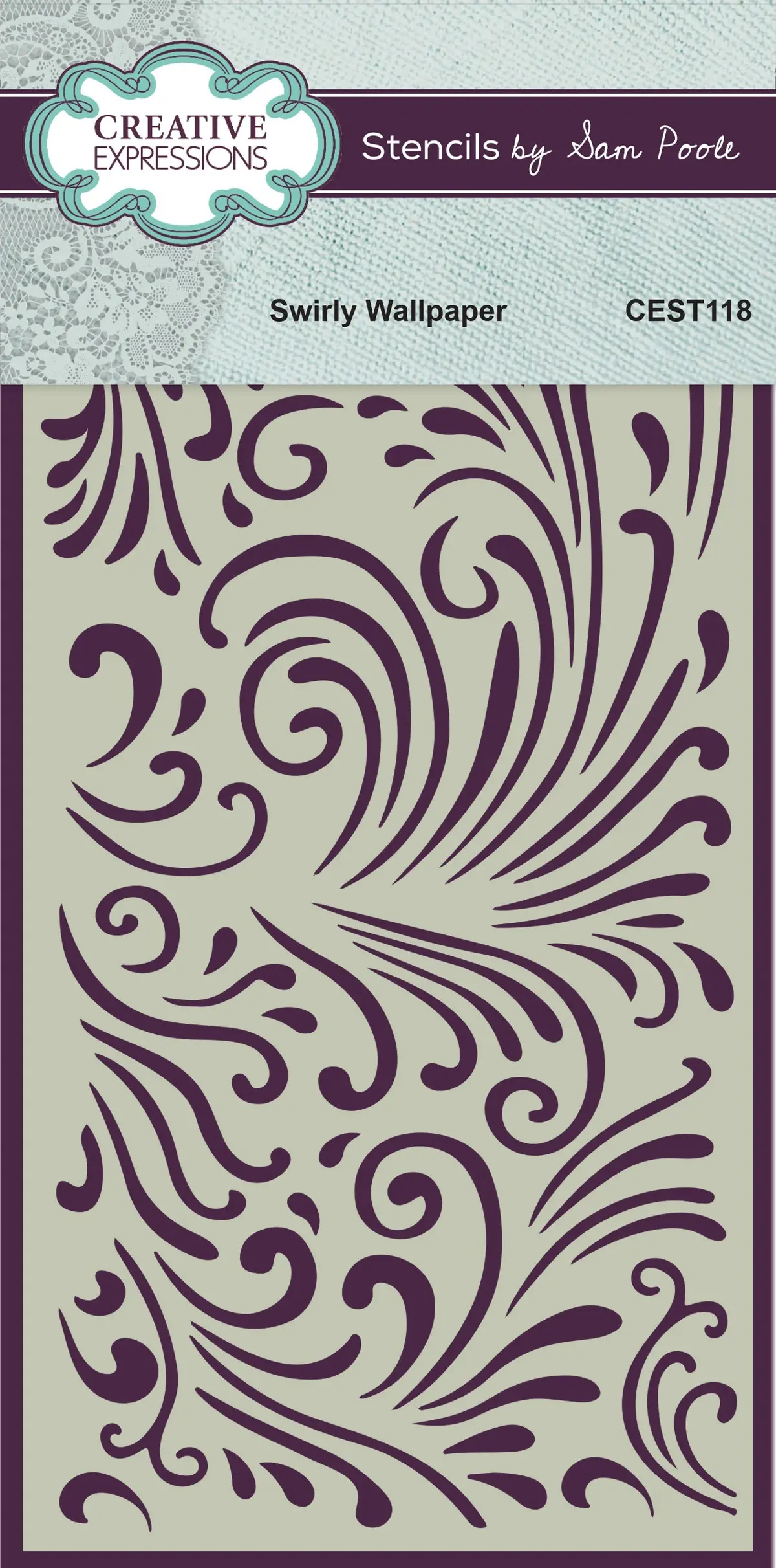 Creative Expressions Sam Poole Swirly Wallpaper 4 In X 8 In Stencil 1