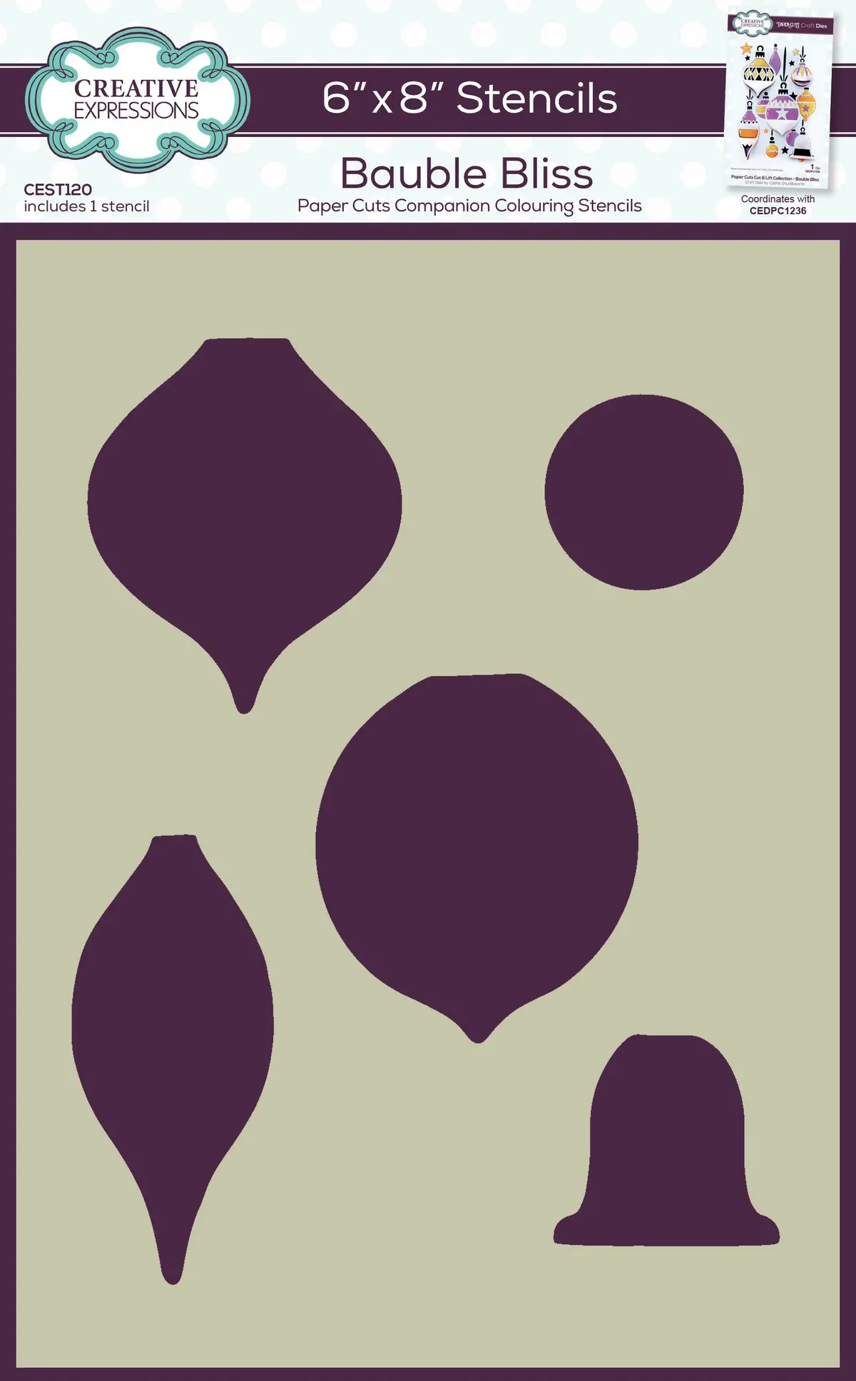 Creative Expressions Bauble Bliss Companion Colouring Stencil 6 In X 8 In 1