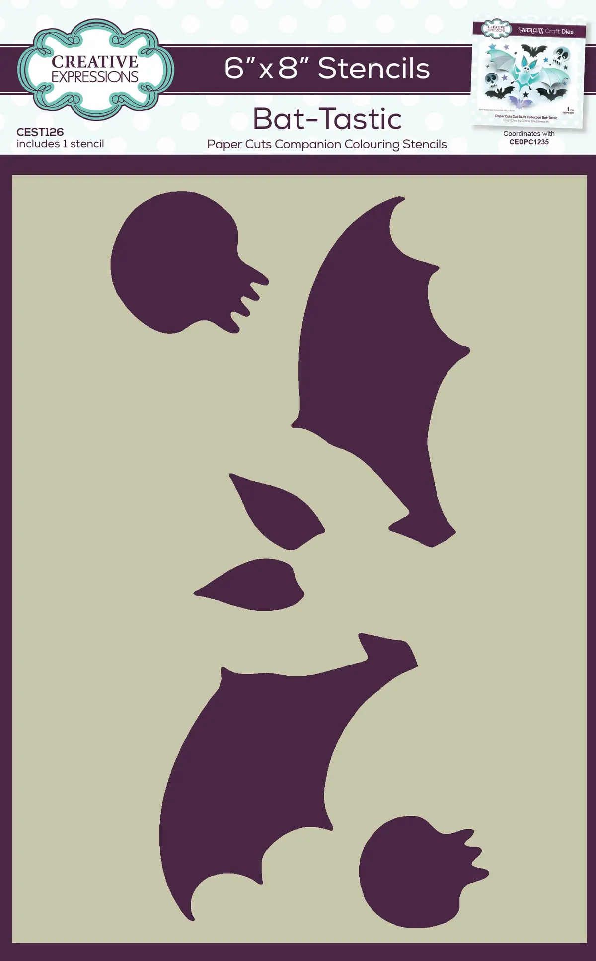 Creative Expressions Bat-Tastic Companion Colouring Stencil 6 In X 8 In 1