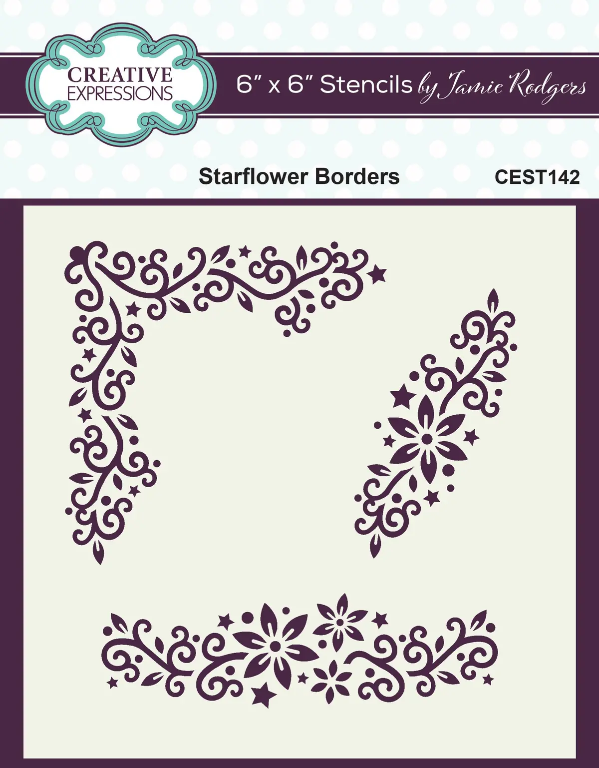 Creative Expressions Jamie Rodgers Starflower Borders 6 In X 6 In Stencil 1