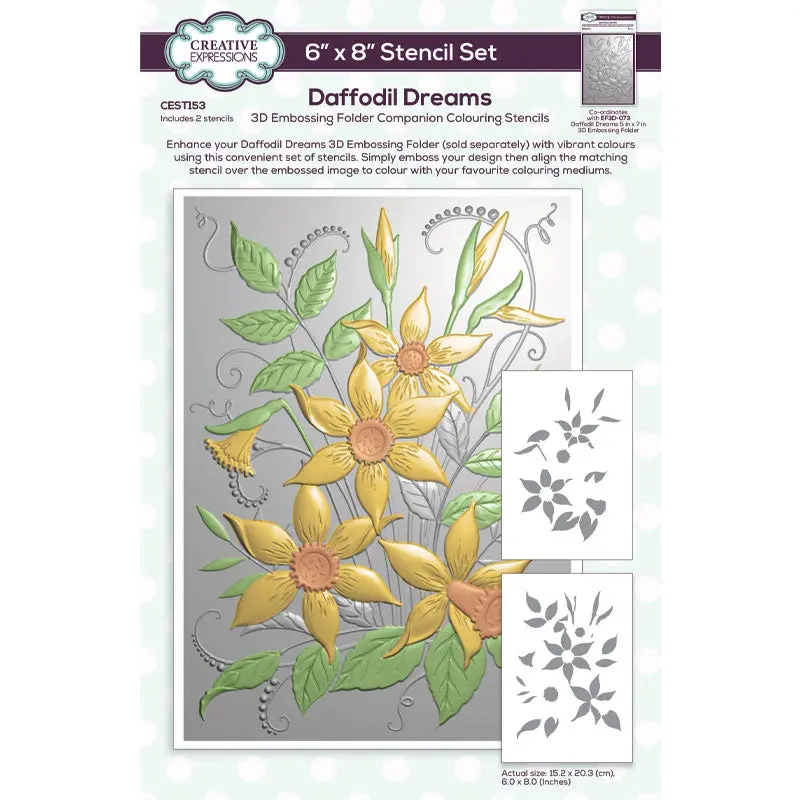 Creative Expressions Daffodil Dreams Companion Colouring Stencil 6 In X 8 In Set Of 2 1