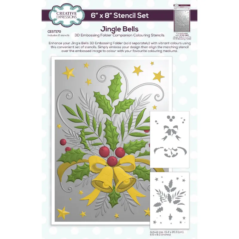Creative Expressions Jingle Bells Companion Colouring Stencil 6 In X 8 In Set Of 2 1