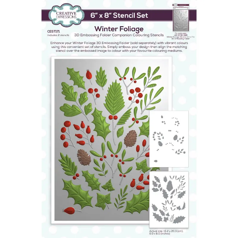 Creative Expressions Winter Foliage Companion Colouring Stencil 6 In X 8 In Set Of 2 1