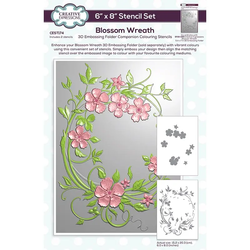 Creative Expressions Blossom Wreath Companion Colouring Stencils 6 In X 8 In Set Of 2 1