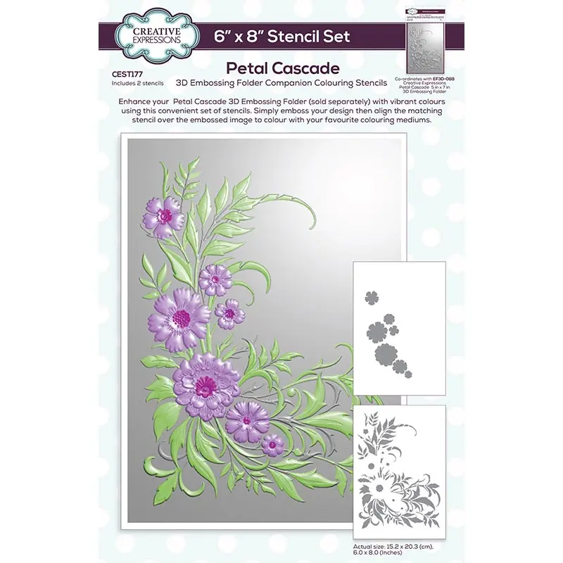 Creative Expressions Petal Cascade Companion Colouring Stencils 6 In X 8 In Set Of 2 1