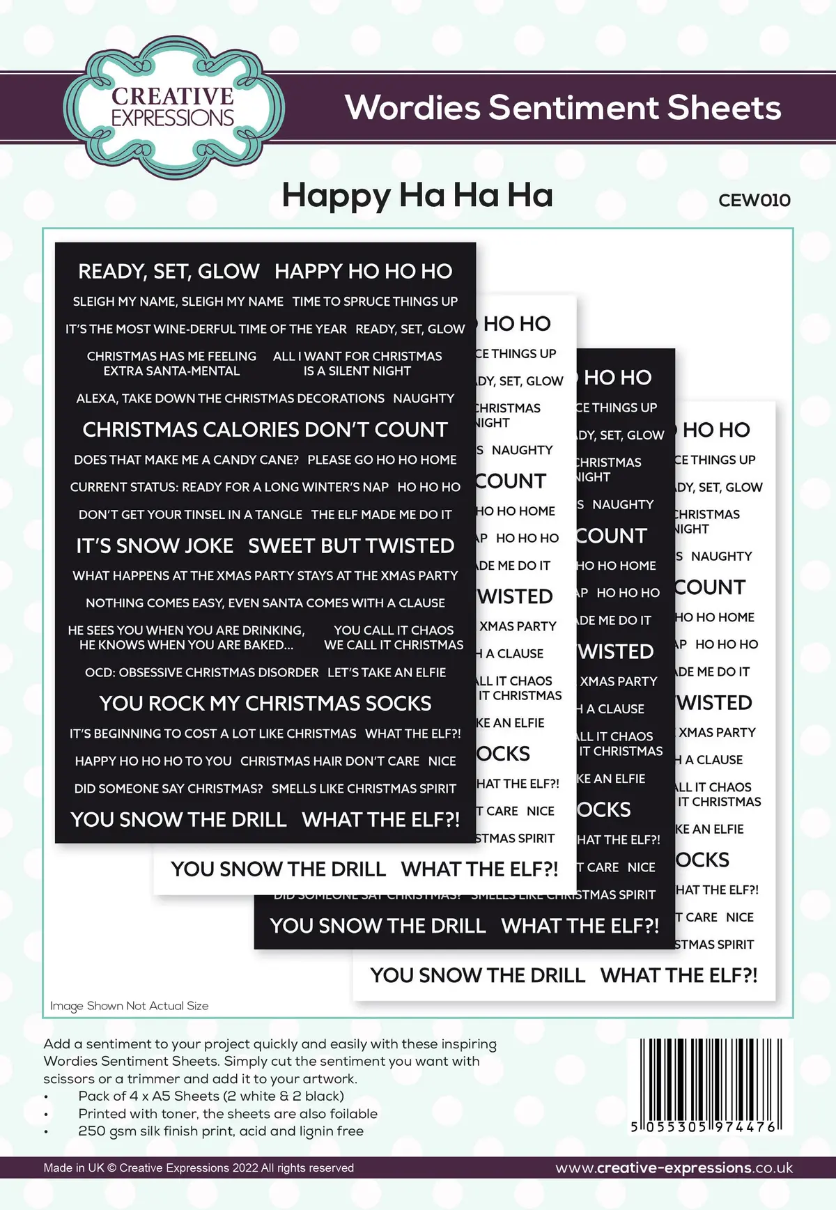 Creative Expressions Wordies Sentiment Sheets - Happy Ha Ha Ha Pk 4 6 In X 8 In 1